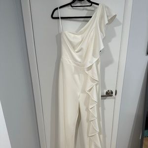 White Ruffle Jovanni Jumpsuit